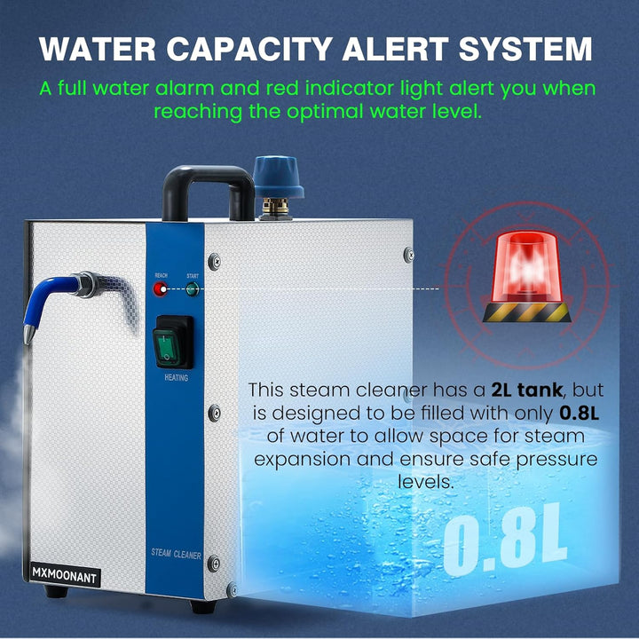 Mxmoonant Schmuckdampfreiniger, 2L Tank, 0.8L Flüssigkeitsinhalt, 1200W, Edelstahl, mit Pinzette, fe