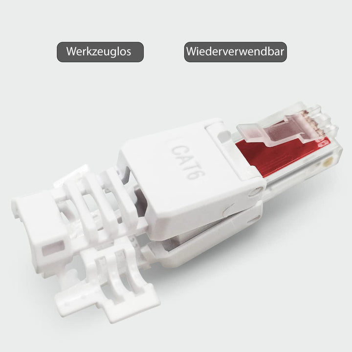 NEXMEX 12x RJ45 CAT 6 Netzwerkstecker werkzeuglos Stecker für CAT6 CAT6A für Netzwerkkabel 12 Stück,