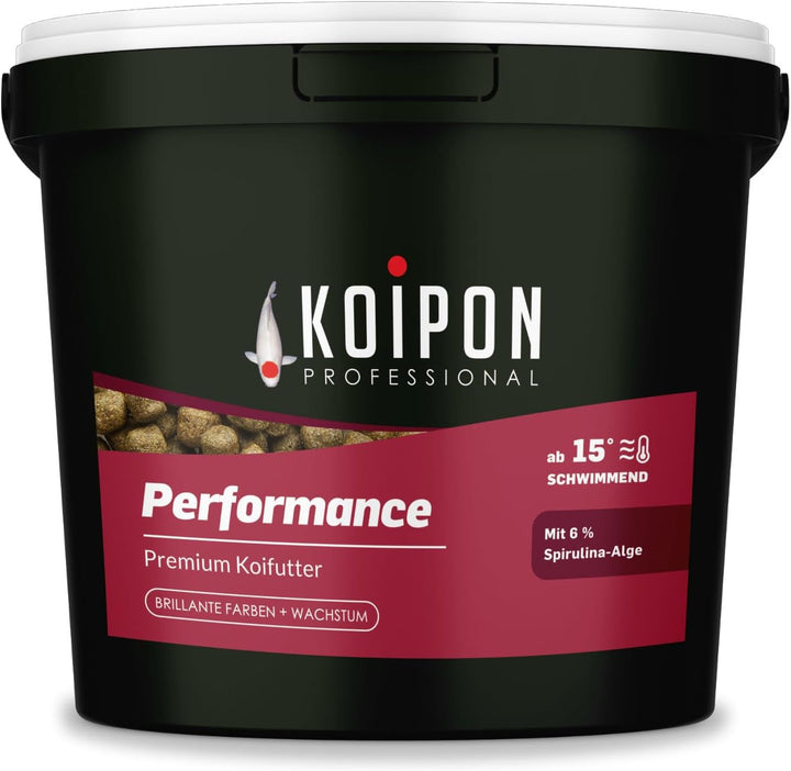 KOIPON Performance 2 kg Koifutter Sommer für Farbe, schwimmend, 6% Spirulina, Teichfutter 3 mm Pelle
