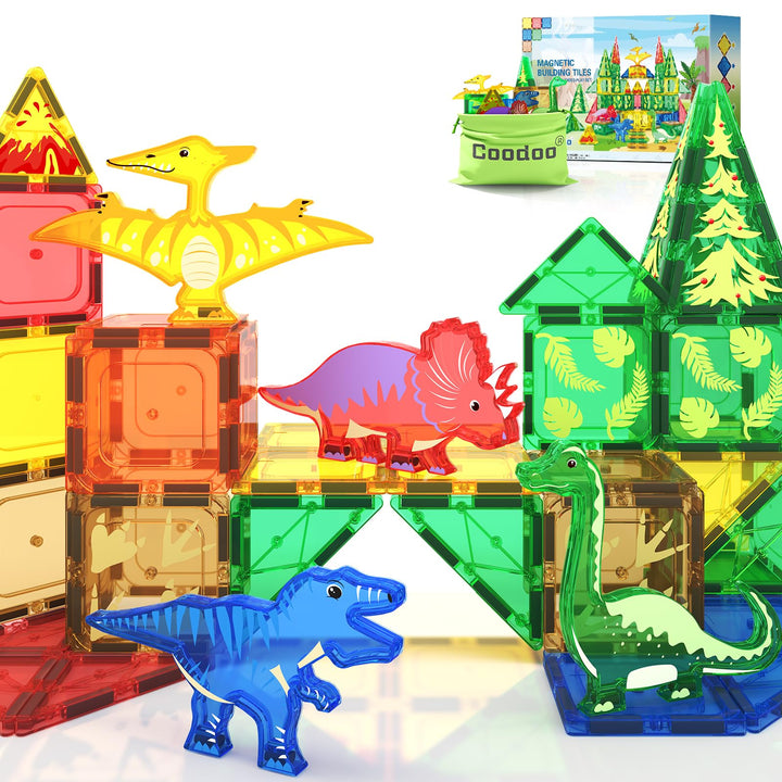 Dinosaurier-Spielzeug, magnetische Fliesen – Magnetbausteine für Kleinkinder, Kinderspielzeug, MINT,