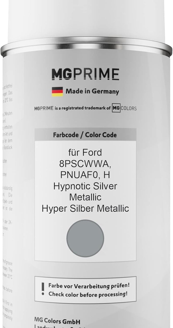 MG PRIME Autolack Sprühdosen Set für Ford 8PSCWWA / PNUAF0 / H Hypnotic Silver Metallic/Hyper Silber