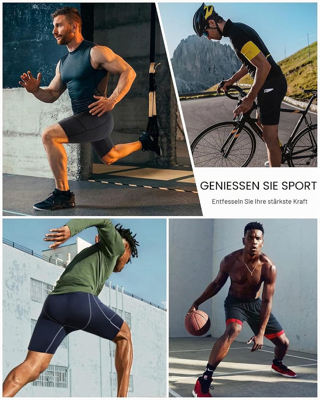 Roadbox 1 oder 3 Pack Herren Kompressionsshorts, Schnelltrocknendes Baselayer Unterhose Tights Kurz
