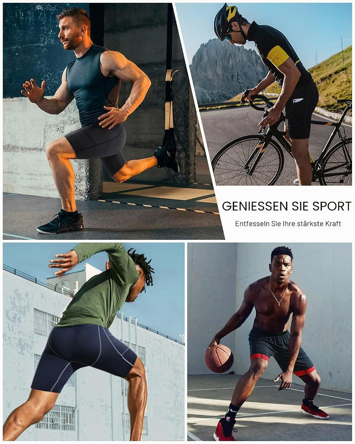 Roadbox 1 oder 3 Pack Herren Kompressionsshorts, Schnelltrocknendes Baselayer Unterhose Tights Kurz
