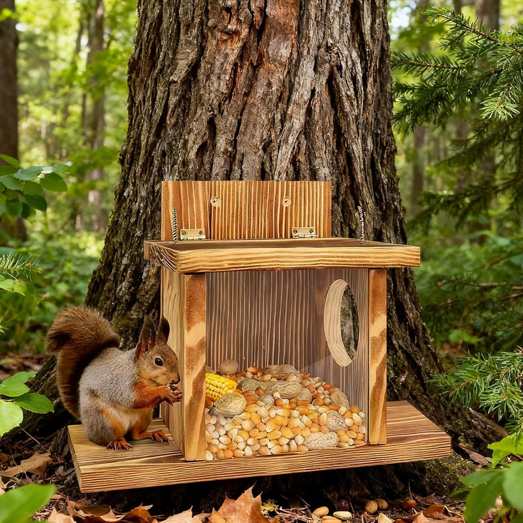 Eichhörnchen Futterhaus aus Holz - Eichhörnchen Futterstation, Eichhörnchen Haus Wetterfest, Eichhör