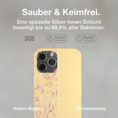 Woodcessories - Antibakterielle Bio Hülle kompatibel mit iPhone 12 Pro Max Hülle gelb - Plastikfrei,