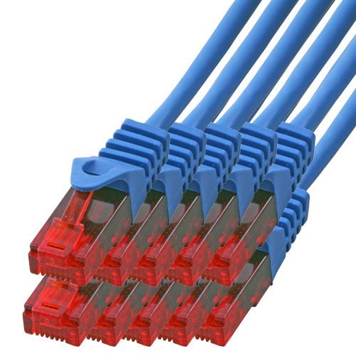BIGtec - 10 Stück - 50m Gigabit Netzwerkkabel Patchkabel Ethernet LAN DSL Patch Kabel blau (2x RJ-45