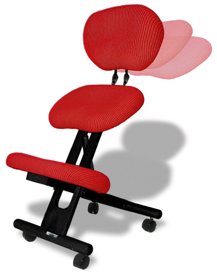 cinius Ergonomischer Stuhl Orthopädischer Kniestuhl mit Rücken Computerstuhl Kniehocker Stoff Schwar