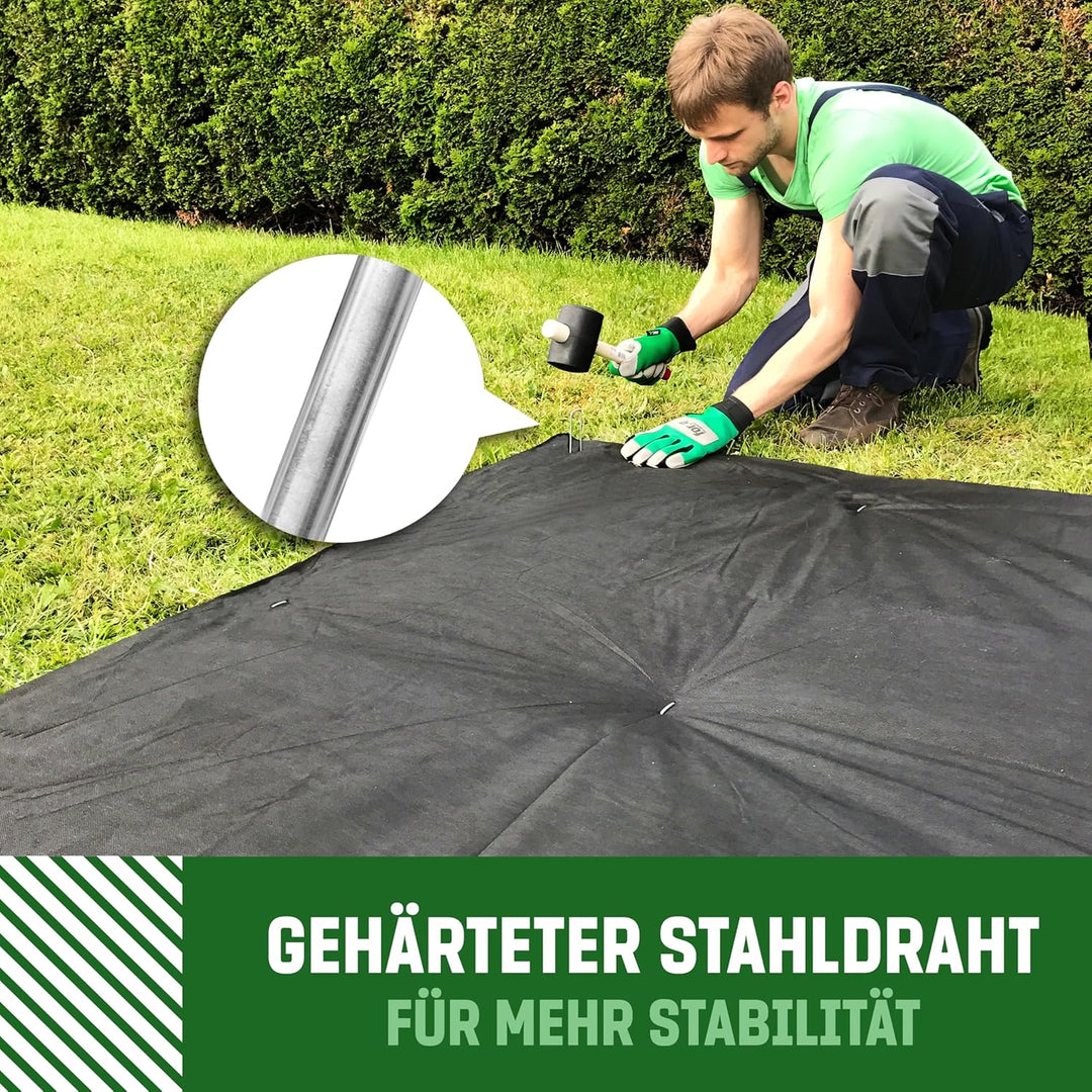 GardenGloss Anti-Rost Erdanker aus Stahl (100 Stück) - Stabile Bodenanker für Unkrautvlies, Gartenvl