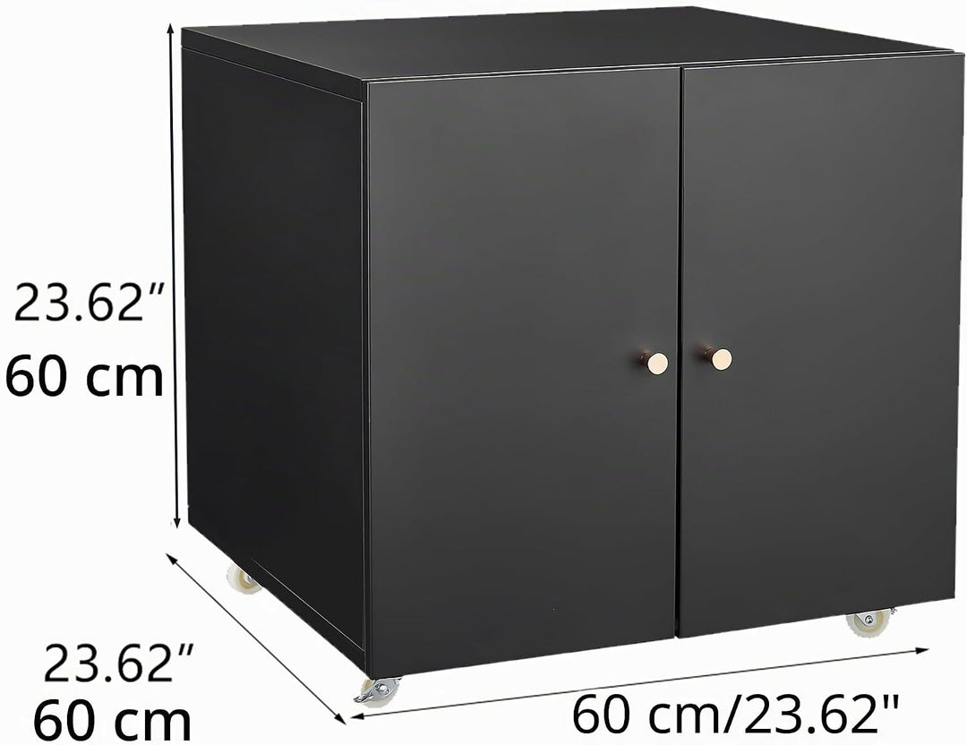 Rollcontainer Aktenschrank Büroschrank aus Metall mit 2 Türen und Verstellbare Einlegeböden, Drucker