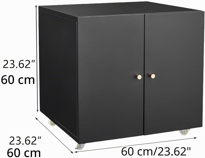 Rollcontainer Aktenschrank Büroschrank aus Metall mit 2 Türen und Verstellbare Einlegeböden, Drucker