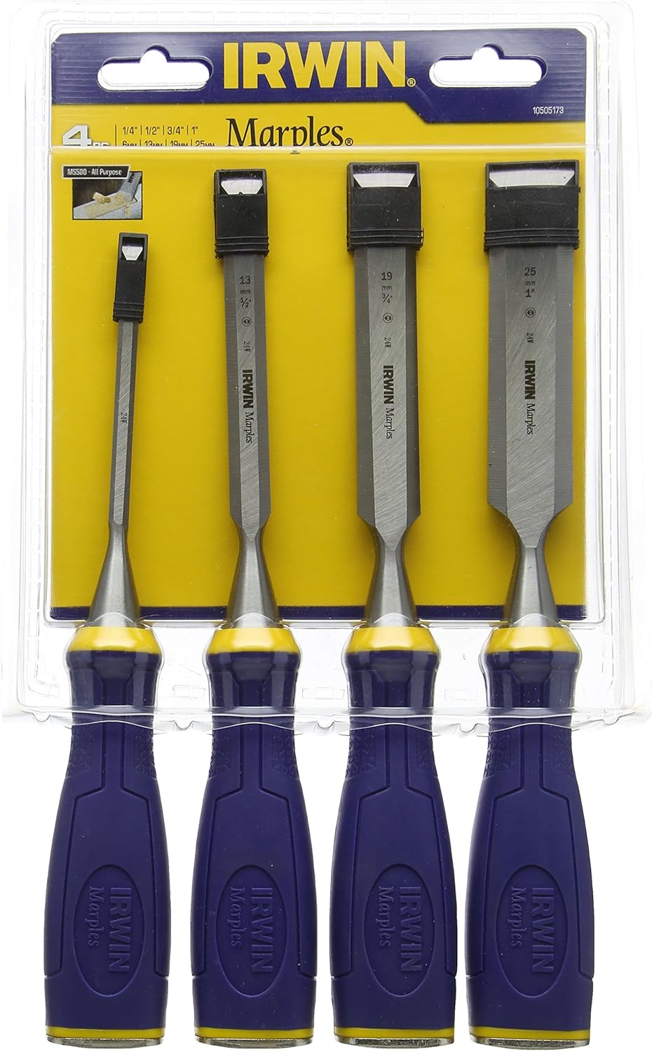 Irwin 10505173 M500 Bevel Edge-Meissel mit Schlagkappe Set (4-teilig)