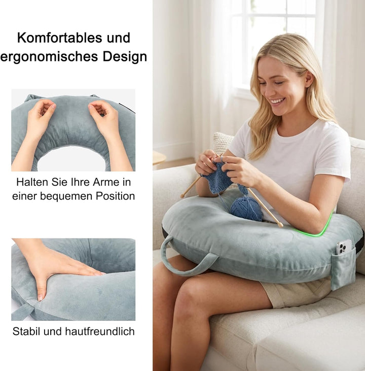 Gaming- und Lesekissen, Lesekissen für Gaming, Armlehnen-Buchkissen, U-förmiges Schosskissen mit Sei