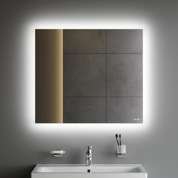 AM.PM Hit – LED Spiegel 80 x 70 cm mit Beleuchtung | Badezimmerspiegel mit LED | Spiegel mit Licht d