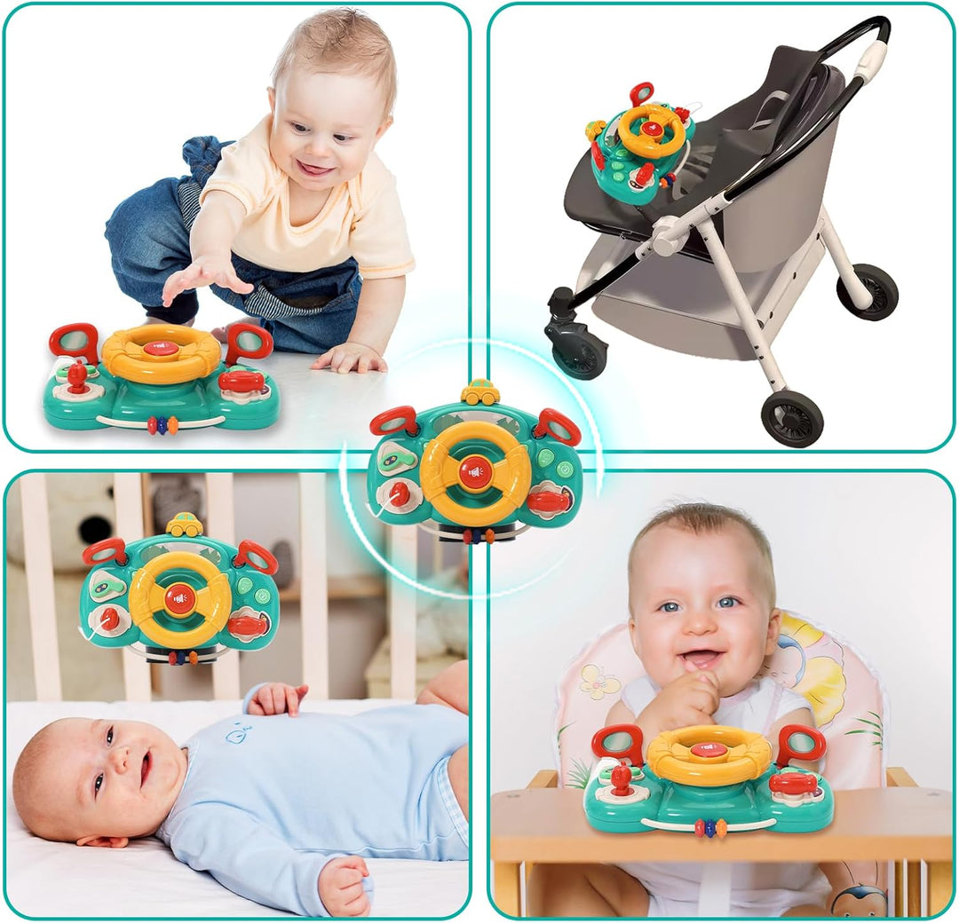 Lenkrad Spielzeug für Kinder,Multifunktions-Auto Lenkrad mit Licht und Geräuschen,Kinder Simulierter