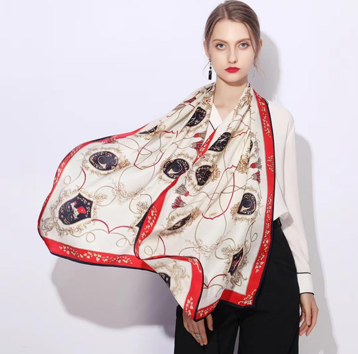 ANDANTINO Damen Lang Schals L 1 - rot & marineblau, L 1 - Rot & Marineblau