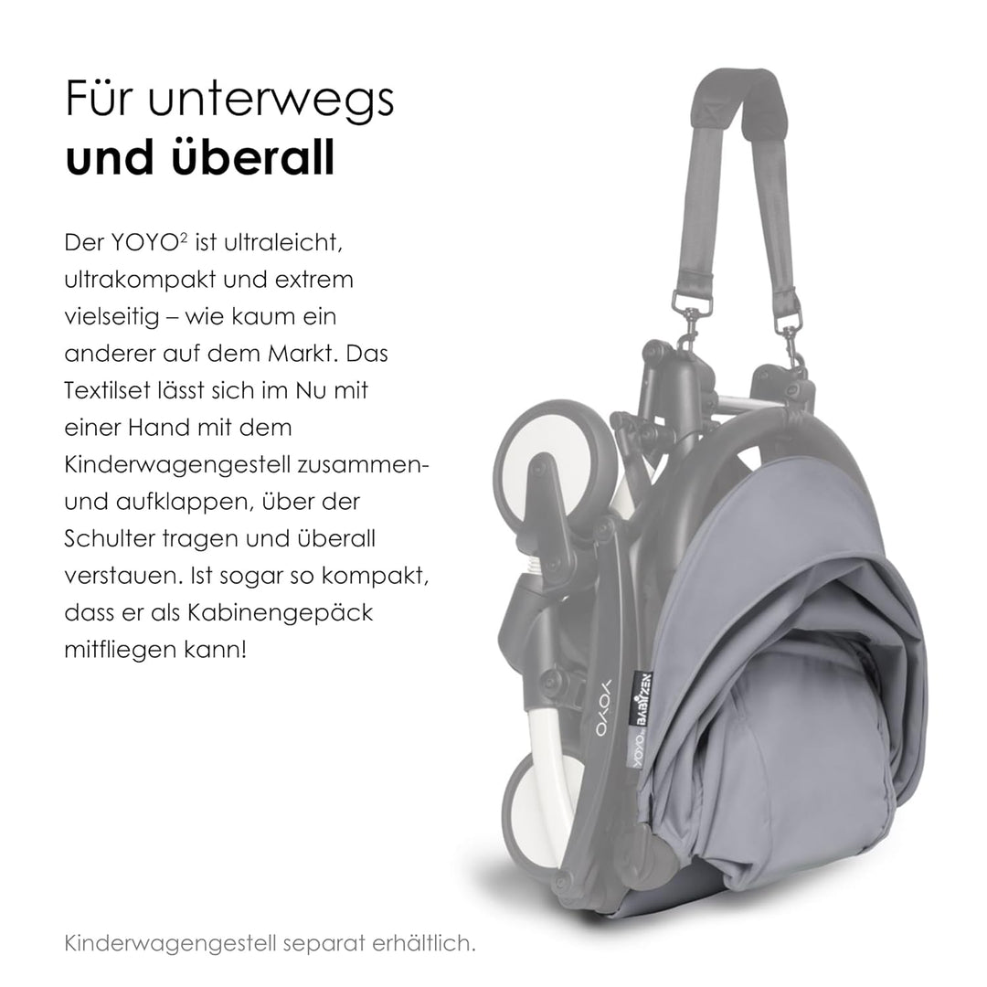 BABYZEN YOYO 6+ Textilset, Stone - Nur Textilset: Sitzpolster, farbgleichen Verdecken und Reissversc