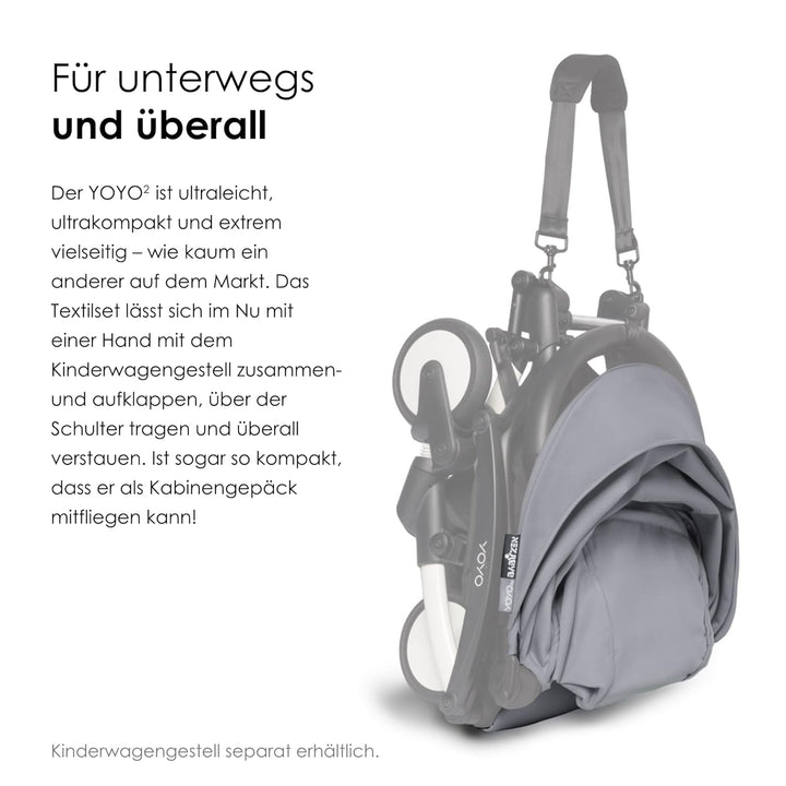 BABYZEN YOYO 6+ Textilset, Stone - Nur Textilset: Sitzpolster, farbgleichen Verdecken und Reissversc