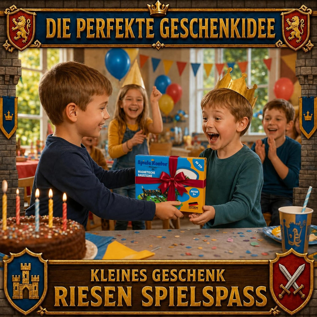 Spiele Kontor Magnetische Bausteine Ritterburg - 80 Stück Magnetbausteine | Kinderspielzeug für Jung