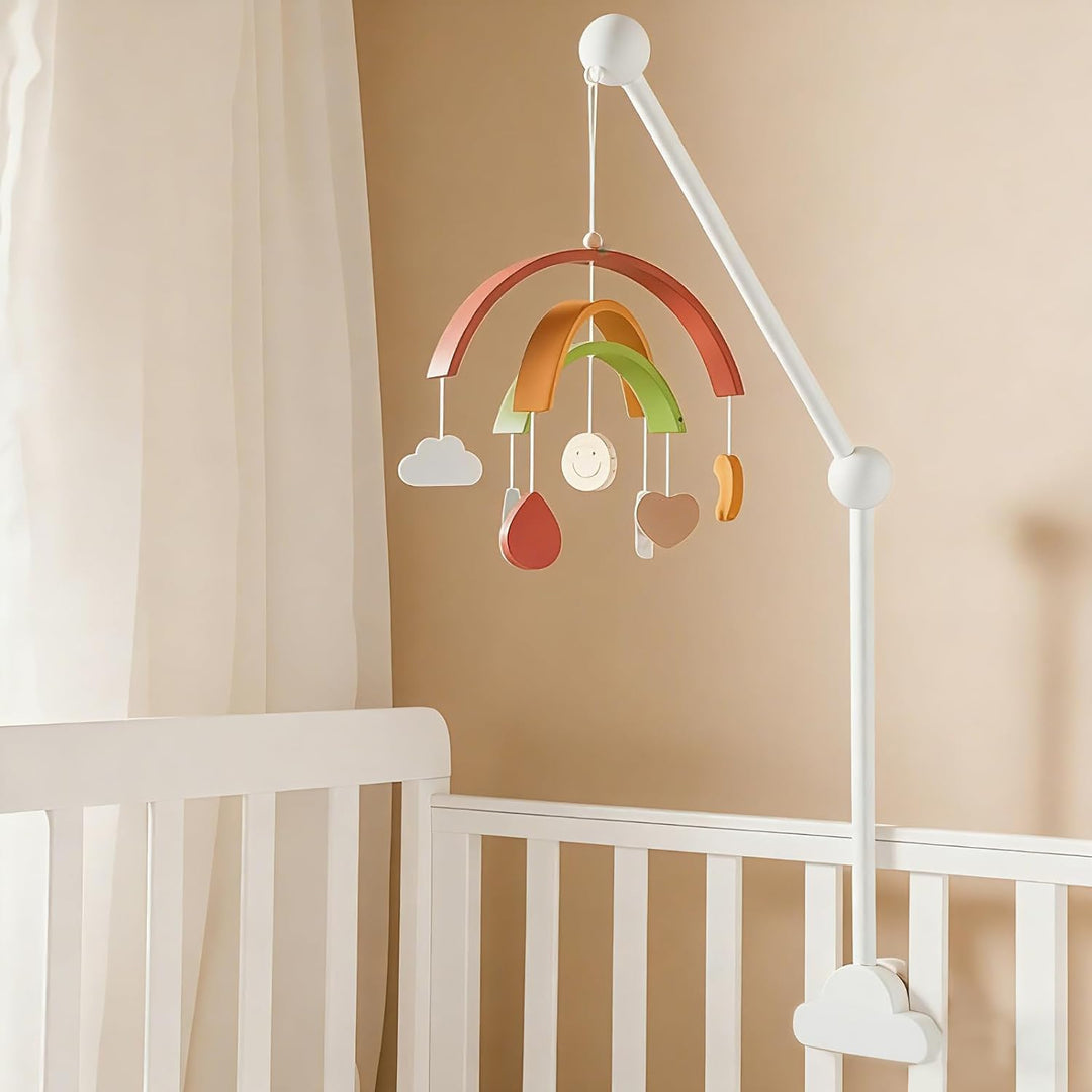 Mobile Halterung Holz für Babybett - 360°Drehbar Mobile Halterung Wickeltisch Sicher & Stabil für Ba