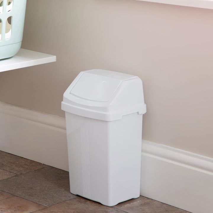 2x Mülleimer mit Schwingdeckel 8 Liter eckig Navy Dunkelblau Schwingdeckeleimer Kunststoff Küche Bür