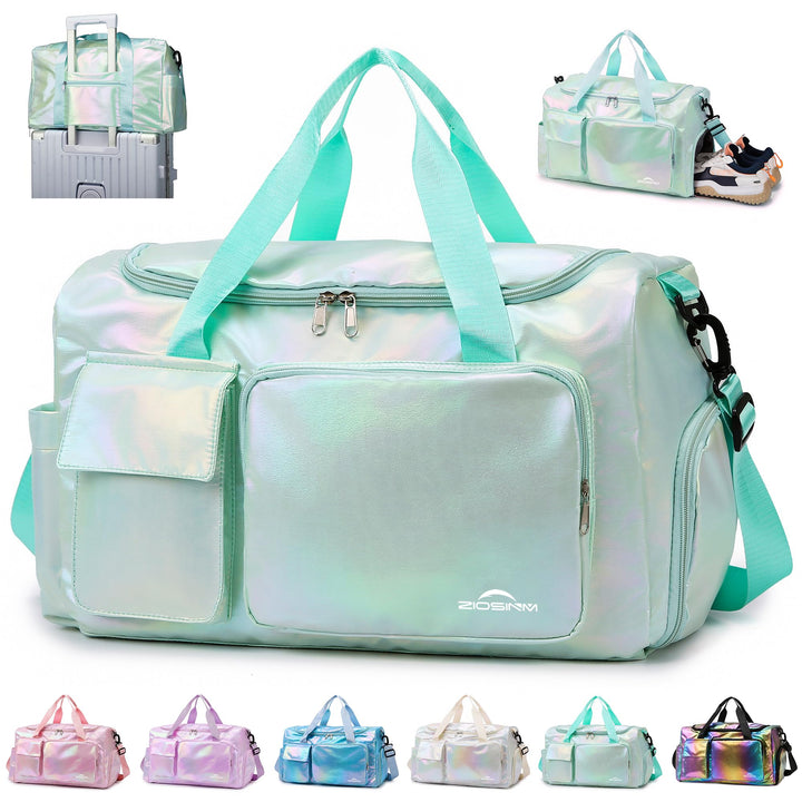 ZIOISNM Sporttasche Damen mit Schuhfach und Nassfach, Reisetasche Damen Glitzer Gym Bag saunatasche