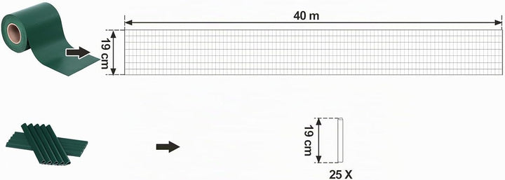 SONGMICS PVC Sichtschutzstreifen, Zaunfolie 40 m x 19 cm, extra dick und Blickdicht, mit 25 x Befest
