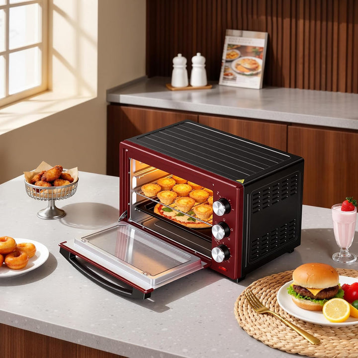 WOLTU Mini Backofen 28 L, Pizzaofen 1600 W, 100-230 °C, Timer 0-60 Min., 3 Heizmodi, inkl. Backblech