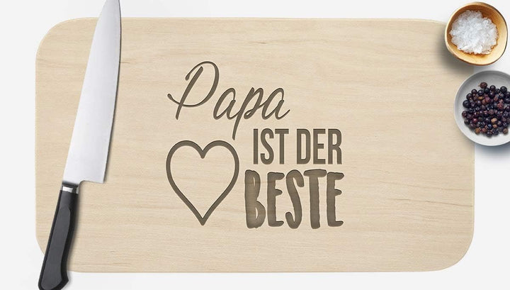 Frühstücksbrett mit Gravur - ''Papa ist der Beste'' - hochwertige Qualität - Geschenk - Schneidebret