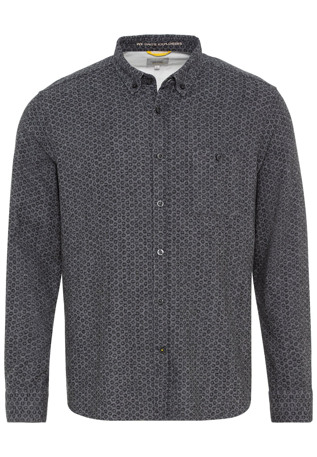 camel active Herren Flanellhemd mit tonalem Minimalprint 5XL Asphalt, 5XL Asphalt