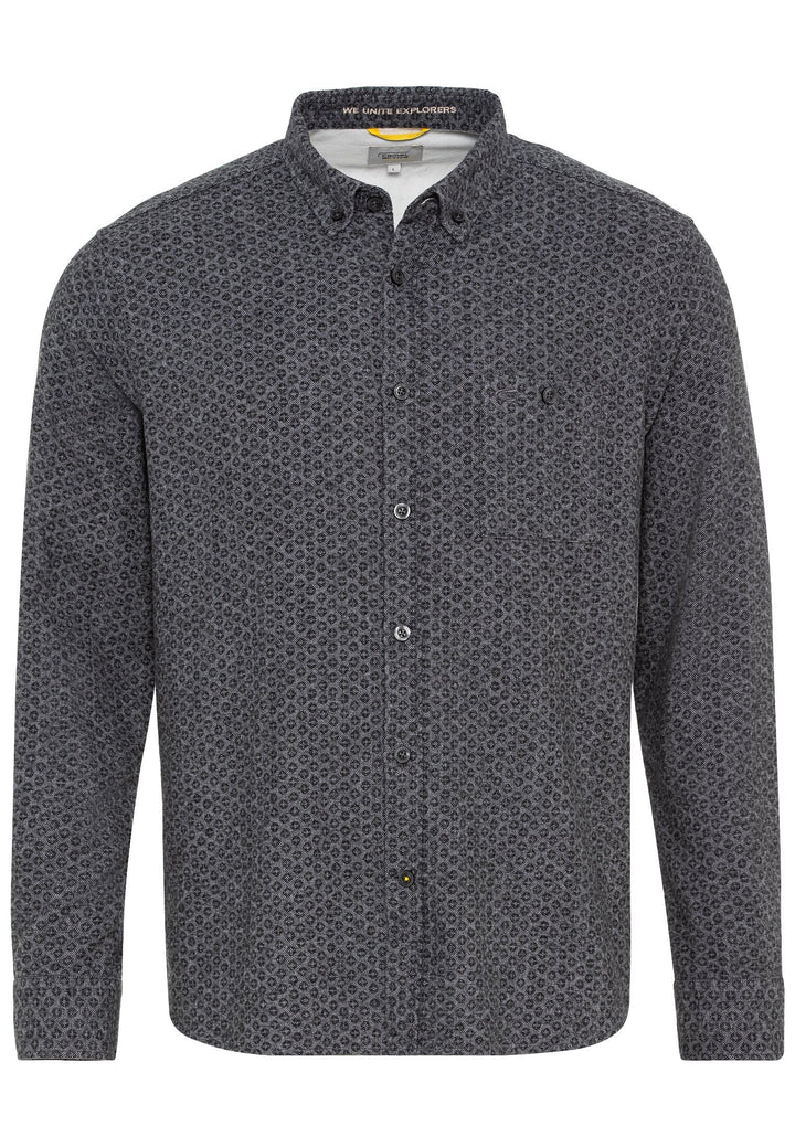 camel active Herren Flanellhemd mit tonalem Minimalprint 5XL Asphalt, 5XL Asphalt