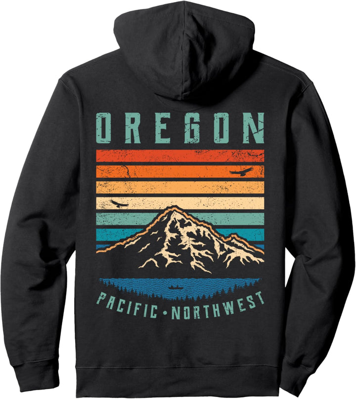Oregon Retro Mountains Vintage Portland Home State Mountain Pullover Hoodie