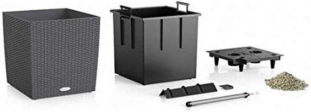 Lechuza "Cube Cottage 40" Pflanzgefäss mit ERD-Bewässerungs-System, Mokka, 40 x 40 x 40 cm & Cube Co
