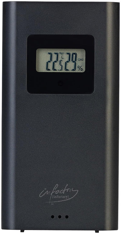 infactory Barometer: Funk-Wetterstation mit rahmenlosem LCD-Display, Aussensensor, Funk-Uhr (Digital
