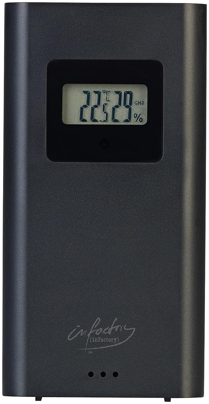 infactory Barometer: Funk-Wetterstation mit rahmenlosem LCD-Display, Aussensensor, Funk-Uhr (Digital