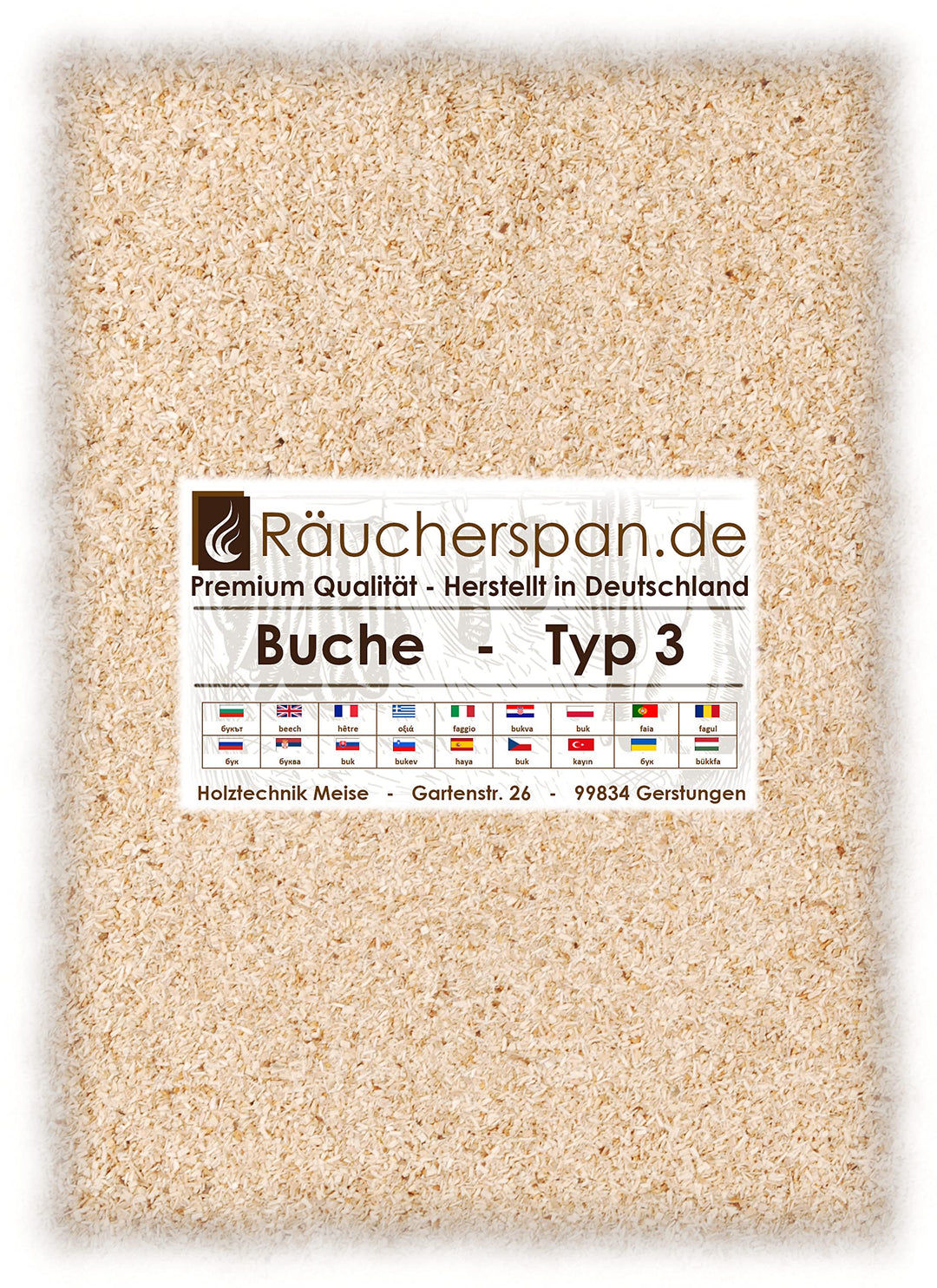 Räucherspäne Räuchermehl Buche 5kg Typ 3 mittelfein 0,3-1mm für Sparbrand geeignet 5.0 Kilogramm Buc