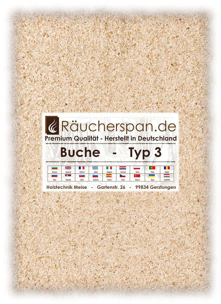Räucherspäne Räuchermehl Buche 5kg Typ 3 mittelfein 0,3-1mm für Sparbrand geeignet 5.0 Kilogramm Buc