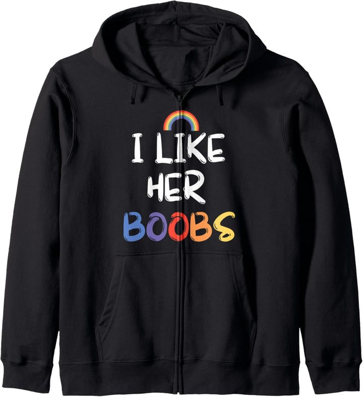 LGBT Lesbisch Matching Couple Kompliment I Like Her Boobs Kapuzenjacke
