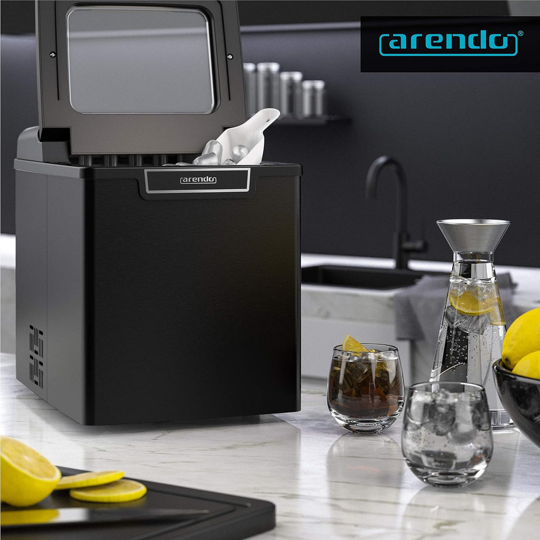 Arendo - Eiswürfelmaschine Edelstahl - Eiswürfelbereiter - ice maker maschine - 1,8 Liter - Eiswürfe