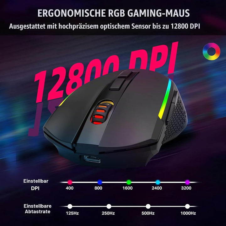 Redragon S162 3-Modus Wireless Gaming Tastatur &amp; Maus-Kombination, 99 Tasten K744 RGB Gaming-Tastatu