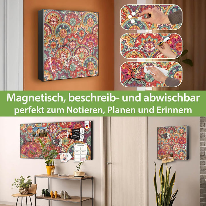 banjado Grosser Schlüsselkasten Metall - Schlüsselbox 30x30cm mit 32 Haken - Schlüsselkasten modern