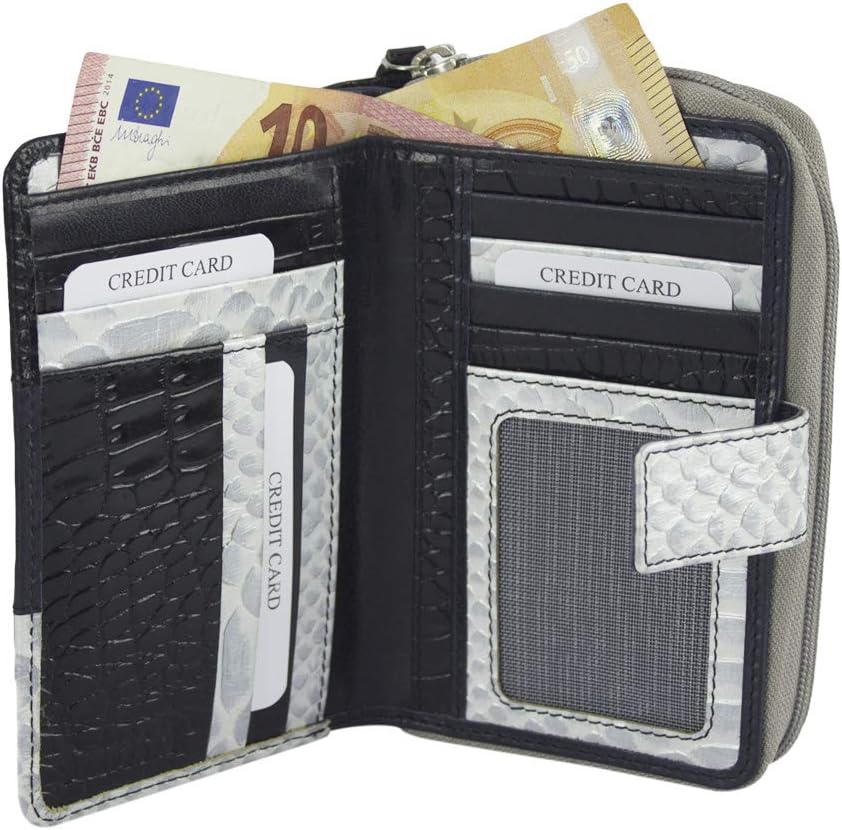 Sunsa Geldbörse. Damen Geldbeutel mit RFID Schutz. Leder Portemonnaie. Grosser Brieftasche mit viele