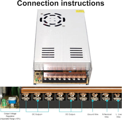 12V 30A Netzteil Schalt 120V DC 360W Transformator fur 3D Drucker, CCTV, LED Beleuchtung und Industr