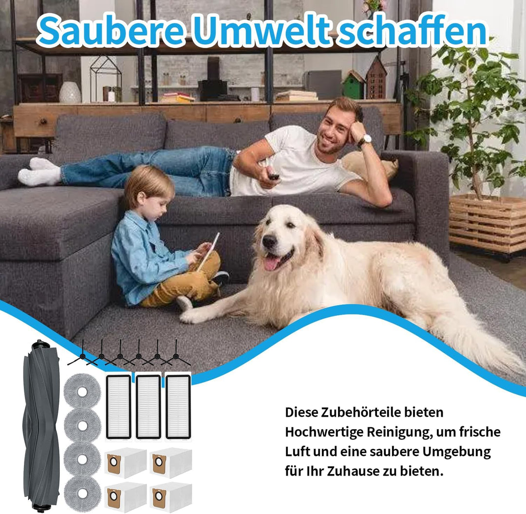 20 Stück Zubehörset für Dreame L20 Ultra, 4*Mopp Wischpad 4* Staubbeutel 1*Hauptbürste 6*Seitenbürst