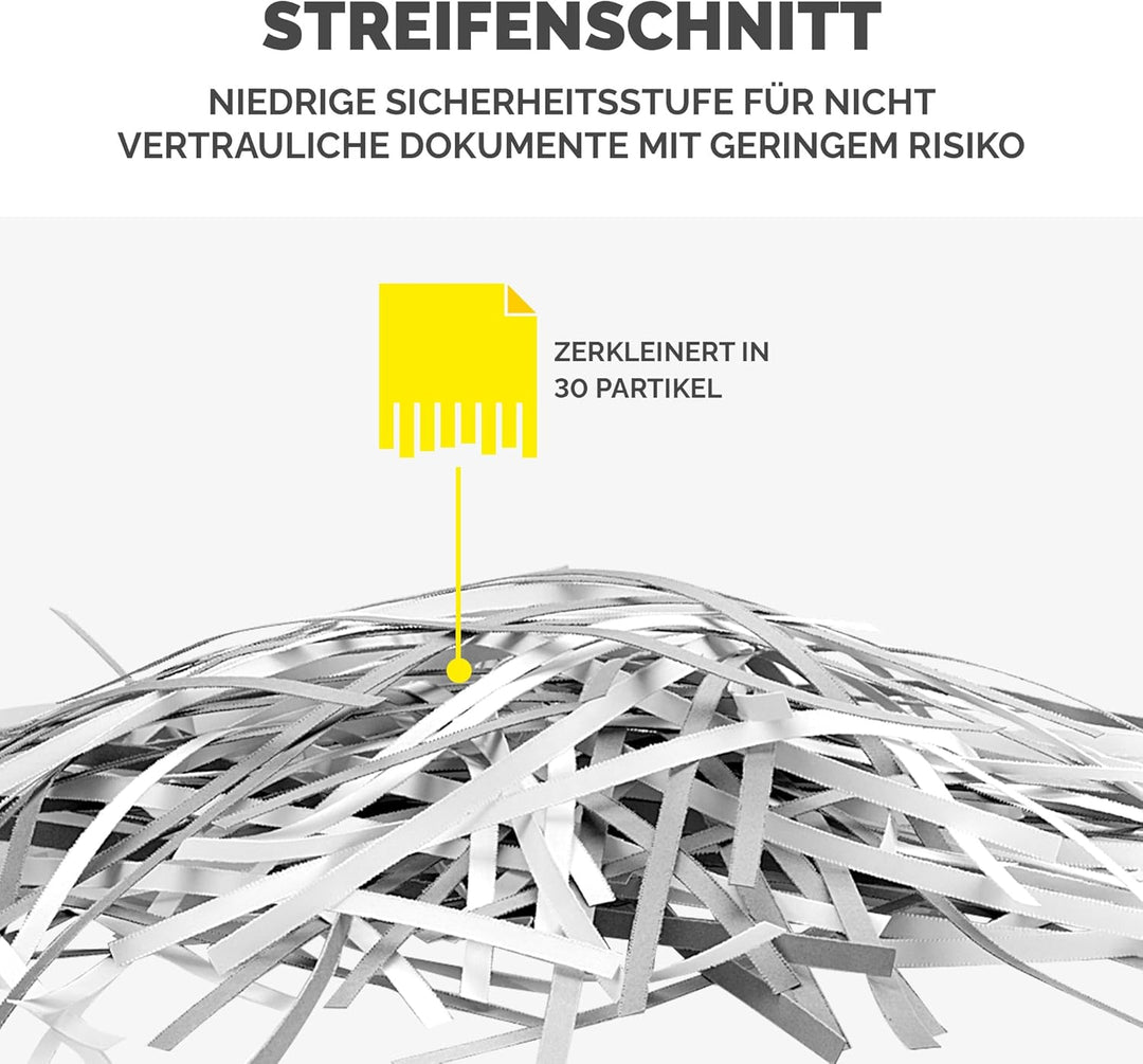 Fellowes FS-5S Aktenvernichter, 5 Blatt, Streifenschnitt, Sicherheitsstufe P1, Papiervernichter für