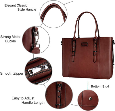 MOSISO Laptop Tasche (15-16 Zoll),PU Leder Umhängetasche Tragetasche Aktentasche Handtasche Kompatib