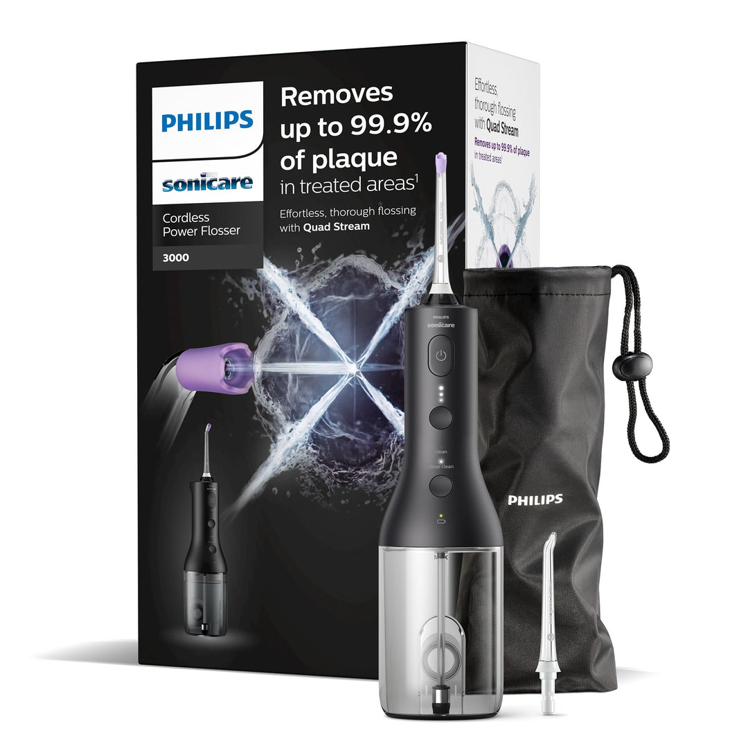 Philips Sonicare kabelloser Power Flosser 3000 Munddusche, Wasser-Flosser für Zähne, Zahnfleisch und