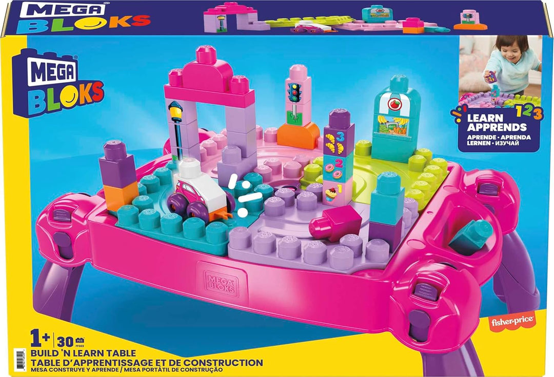 MEGA Bloks FFG22 - Bau- und Stapelspass, Bau- und Spieltisch, inklusive 30 Bausteine, rosa, Spielzeu