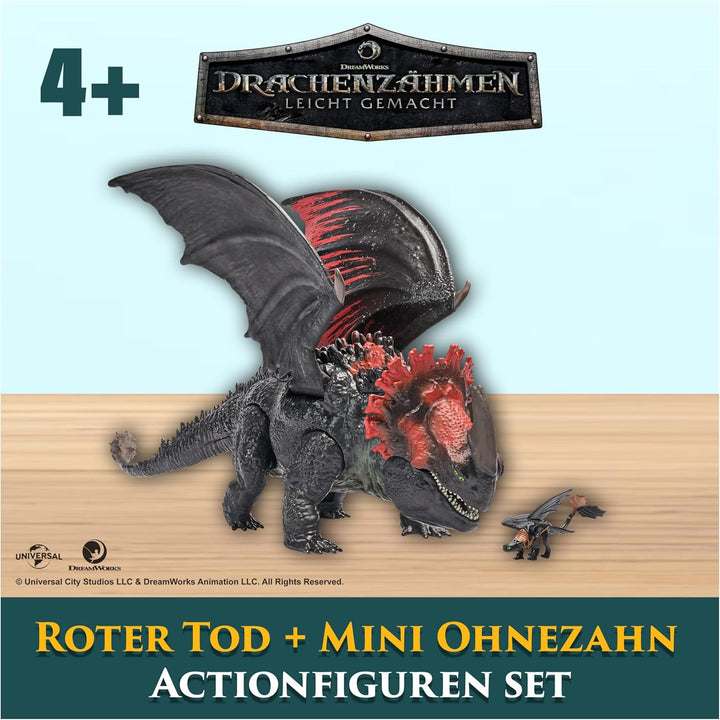 Dreamworks How to Train your Dragon, Actionfiguren-Set mit Roter Tod-Drachenfigur und kleinem Ohneza