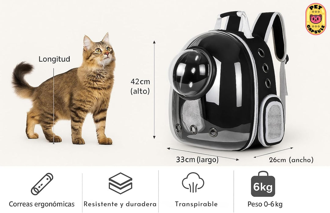 Rucksack mit Kapsel für Haustiere, transparenter Blasenrucksack für Katzen und kleine Hunde, atmungs