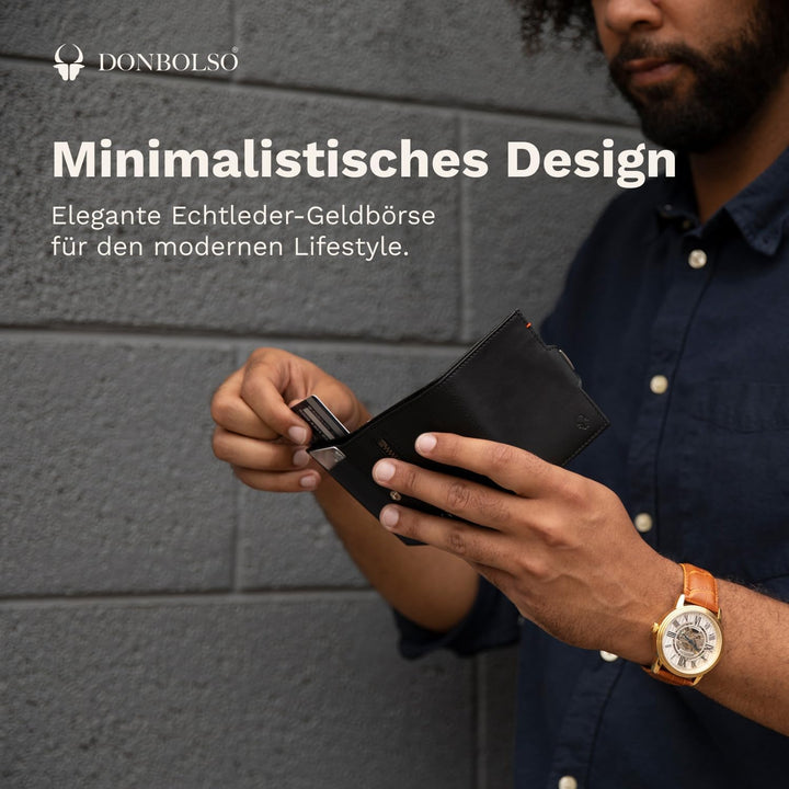 DONBOLSO NextGen BusinessLine, Slim Wallet, Leder mit Münzfach I Geldbeutel mit RFID Schutz I Karten